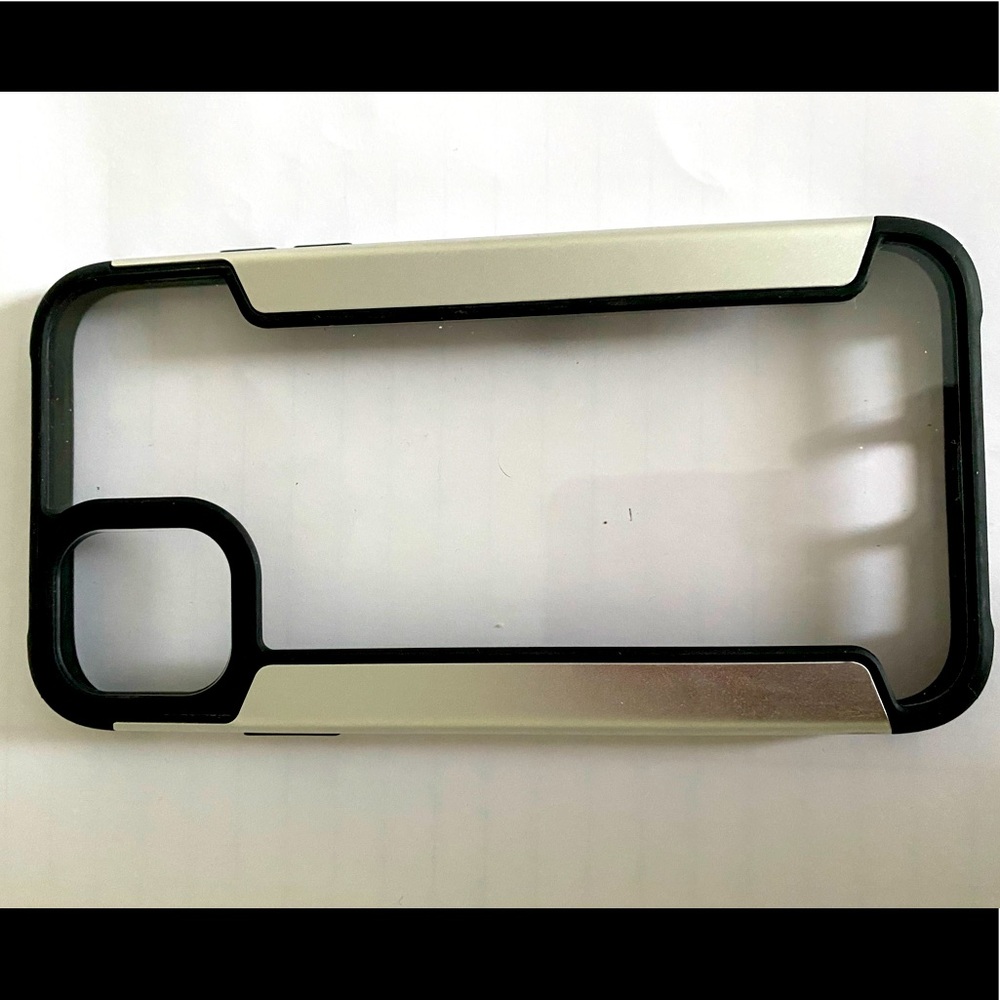 Black & Silver Rimmed Clear Black Hard iPhone 11 Case